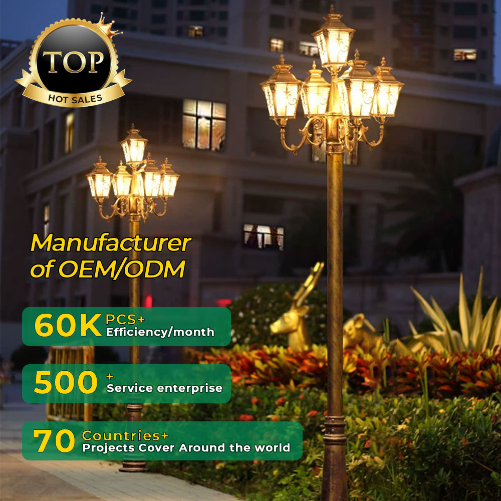 Outdoor Lighting Poles - โคมไฟเสาสวนคลาสสิก 5 หัว แบบปรับแต่งได้ สำหรับภายนอกอาคาร กันน้ำระดับ