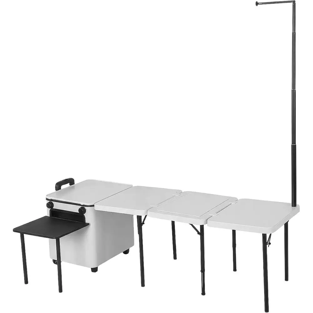 Outdoor Lighting Poles - สถานีครัวพับได้แบบพกพาพร้อมล้อ, เสาไฟ, และเตาย่างบาร์บีคิวสำหรับทำอาหารกลางแจ้ง, ชายหาด, และในร่ม