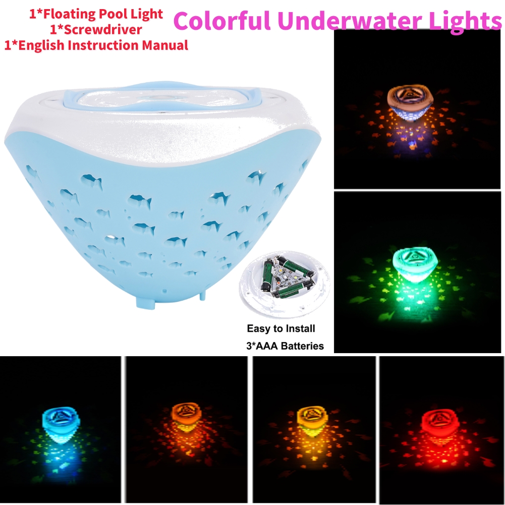 Pond Light Submersible - ไฟใต้น้ําที่มีสีสันปลารูปแบบน้ําพุโปรเจคเตอร์ 4 สีแบตเตอรี่ดําเนินการสระว่ายน้ําไฟ LED RGB กระพริบ