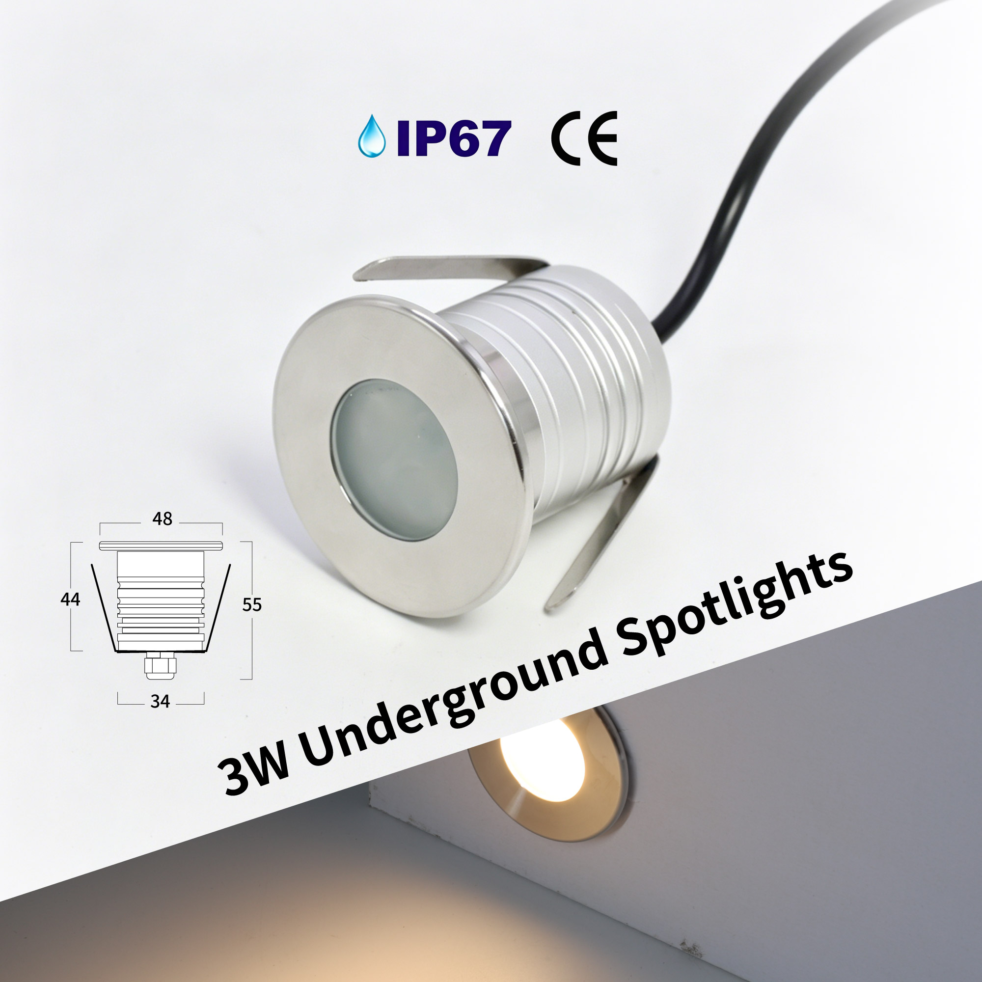 Pond Light Submersible - 3W LED ใต้น้ำโคมไฟ IP68 กันน้ำสำหรับสระว่ายน้ำ DC12-24V