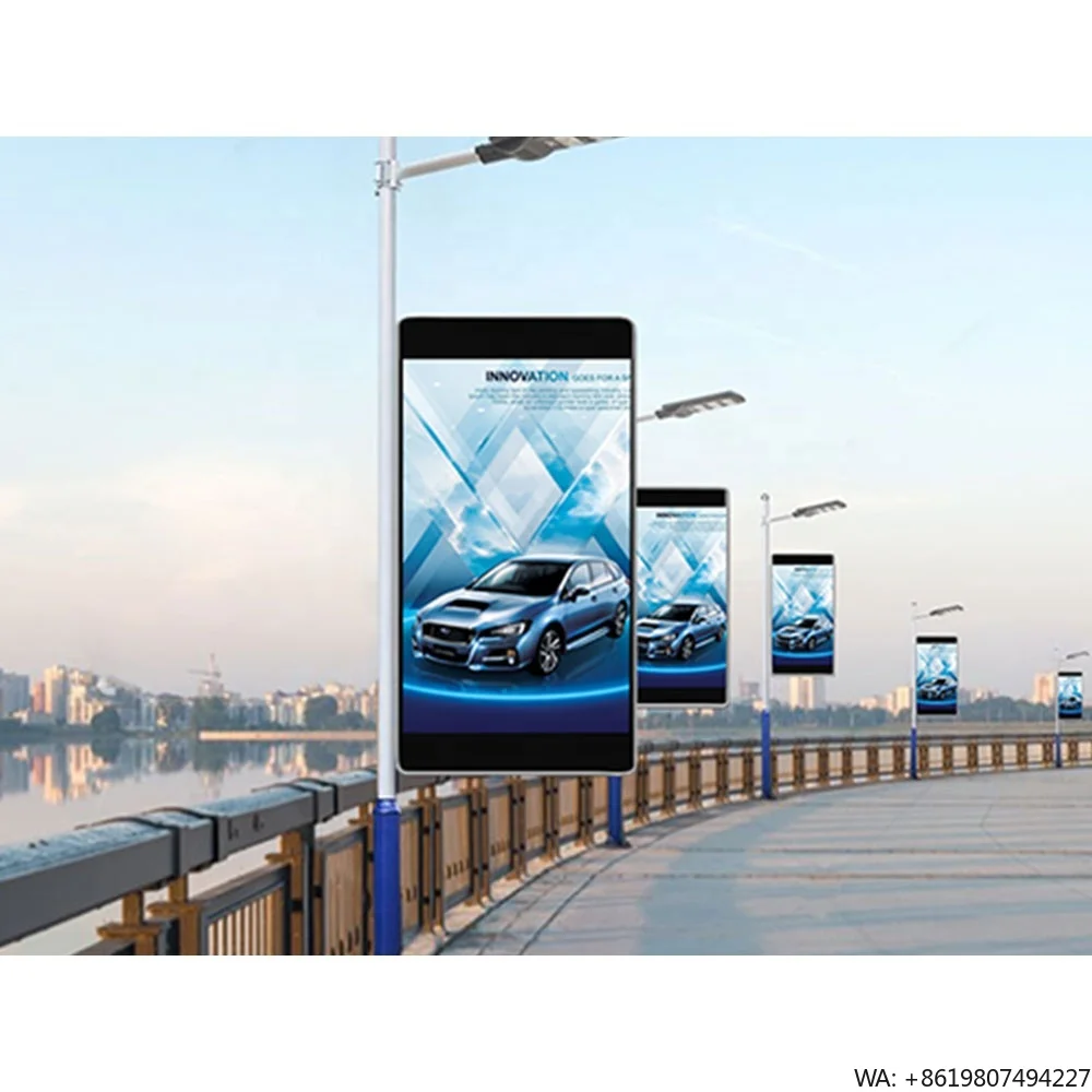Outdoor Lighting Poles - เสาไฟถนนน้ำหนักเบาพร้อมป้ายดิจิตอล LED ติดตั้งบนเสา จอแสดงผล LED กลางแจ้งกำลังไฟต่ำ