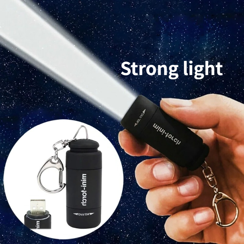 Outdoor Lighting Usa - ไฟฉายพวงกุญแจแบบพกพากันน้ำกลางแจ้งเดินป่าตั้งแคมป์ไฟฉายขนาดเล็ก USB ชาร์จไฟ LED มัลติฟังก์ชั่นแสงที่แข็งแกร่ง