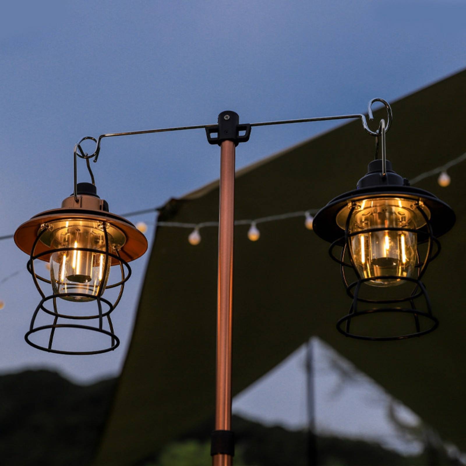 Outdoor Lighting Poles - ขาตั้งกล้องพร้อมตะขอ ขาตั้งโคมไฟแบบยืดหดได้ ปรับระดับได้ น้ำหนักเบา สำหรับนักตั้งแคมป์