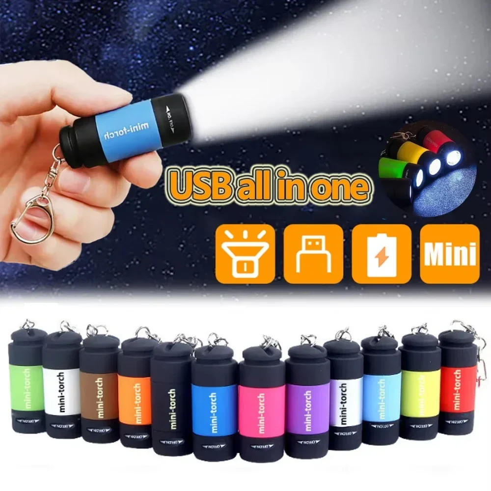Outdoor Lighting Usa - ชาร์จ USB ไฟฉาย LED มัลติฟังก์ชั่นแสงที่แข็งแกร่งพวงกุญแจพกพาไฟฉายกันน้ำกลางแจ้งเดินป่าตั้งแคมป์ไฟฉาย