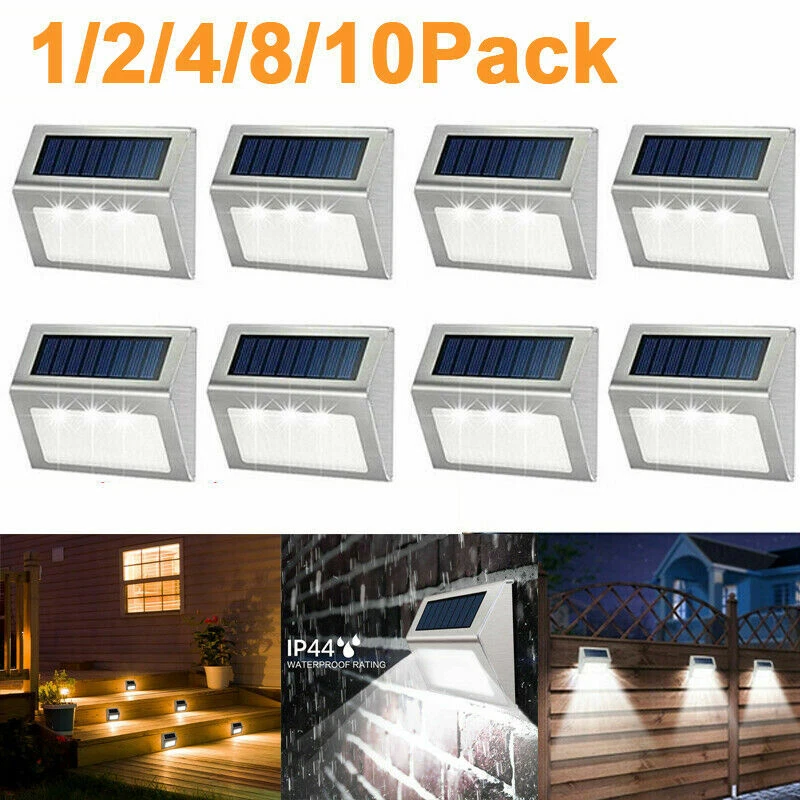 Outdoor Lighting Zigbee - 1-10 แพ็คไฟดาดฟ้าพลังงานแสงอาทิตย์ไฟผนังพลังงานแสงอาทิตย์สําหรับราวกลางแจ้งไฟบันไดสแตนเลสขั้นตอนไฟสําหรับทางเดินในสวน