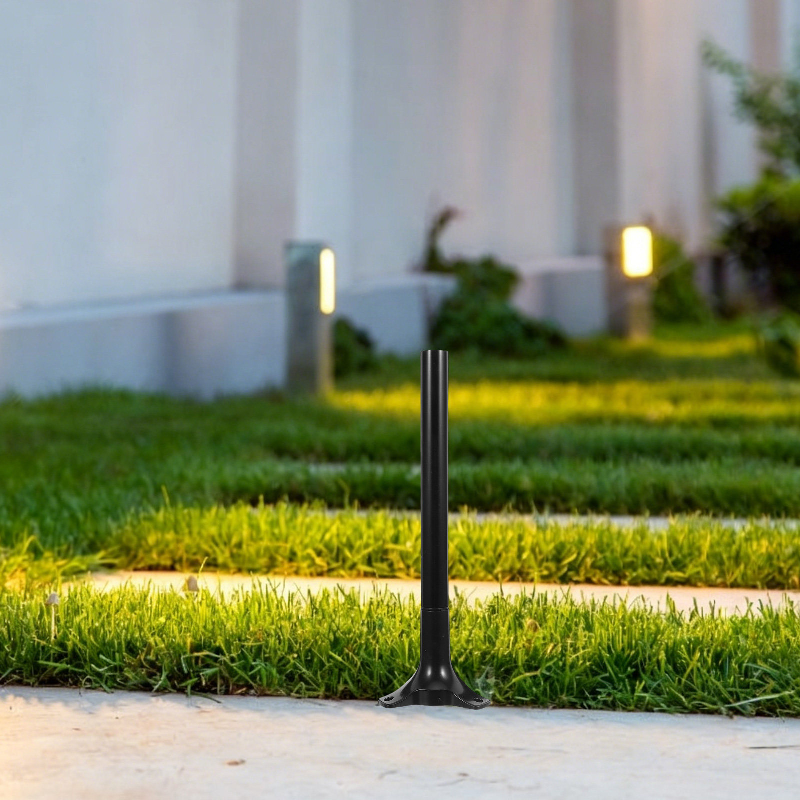 Outdoor Lighting Poles - ชุดเสาไฟสวน 6 ชิ้น พร้อมอุปกรณ์เปลี่ยนเสา ฐานรองรับพื้นดิน ชุดไฟพลังงานแสงอาทิตย์สำหรับตกแต่งสนามหญ้าและลานบ้าน
