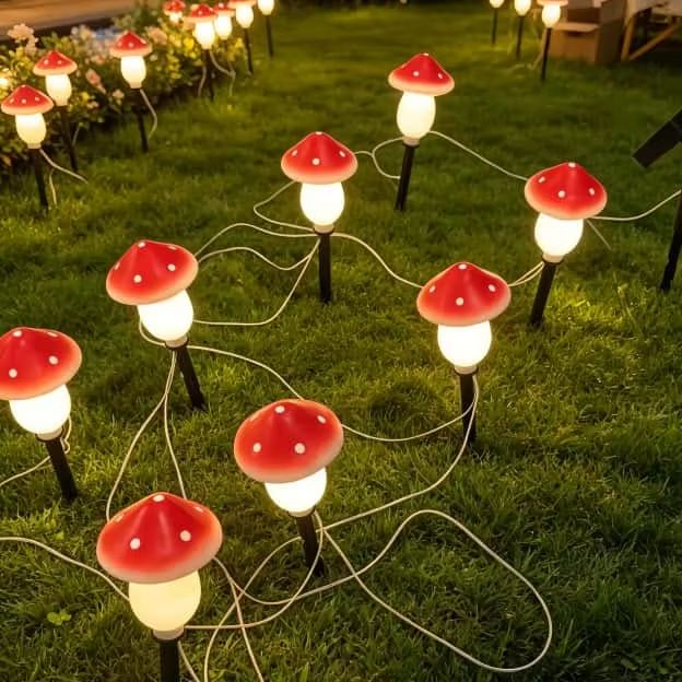 Outdoor Lighting Switch - ไฟประดับรูปเห็ดพลังงานแสงอาทิตย์ กันน้ำ สำหรับตกแต่งสวน สนามหญ้า ลานบ้าน คริสต์มาส