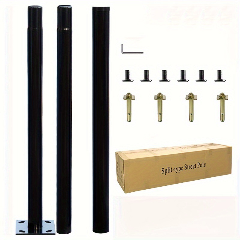 Outdoor Lighting Poles - เสาไฟถนนพลังงานแสงอาทิตย์แบบแยกส่วน 3 เมตร เหล็กชุบสังกะสี สำหรับไฟส่องสว่างในสวนและถนน