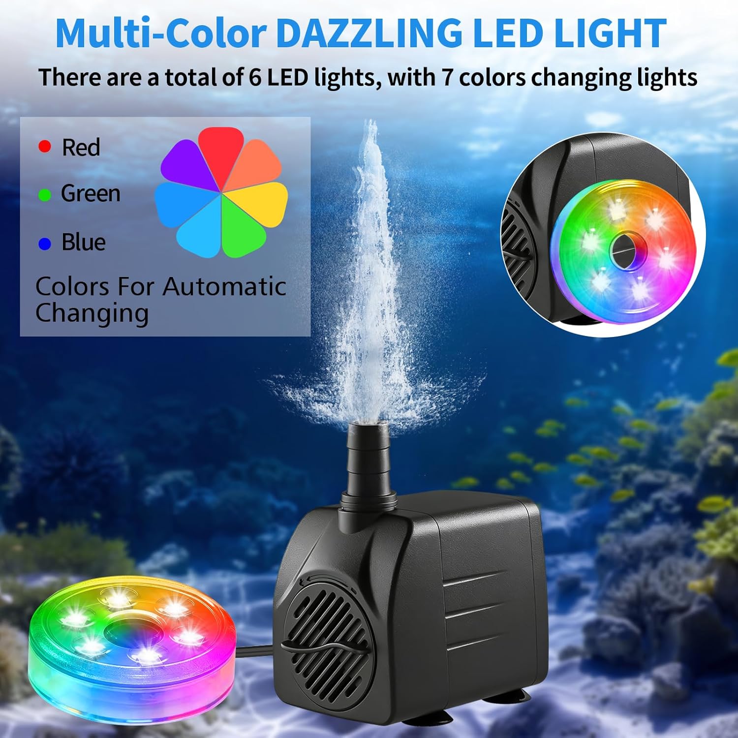 ปั๊มน้ำแบบจุ่มใต้น้ำ 210GPH พร - Pond Light Submersible บทวิจารณ์และราคา