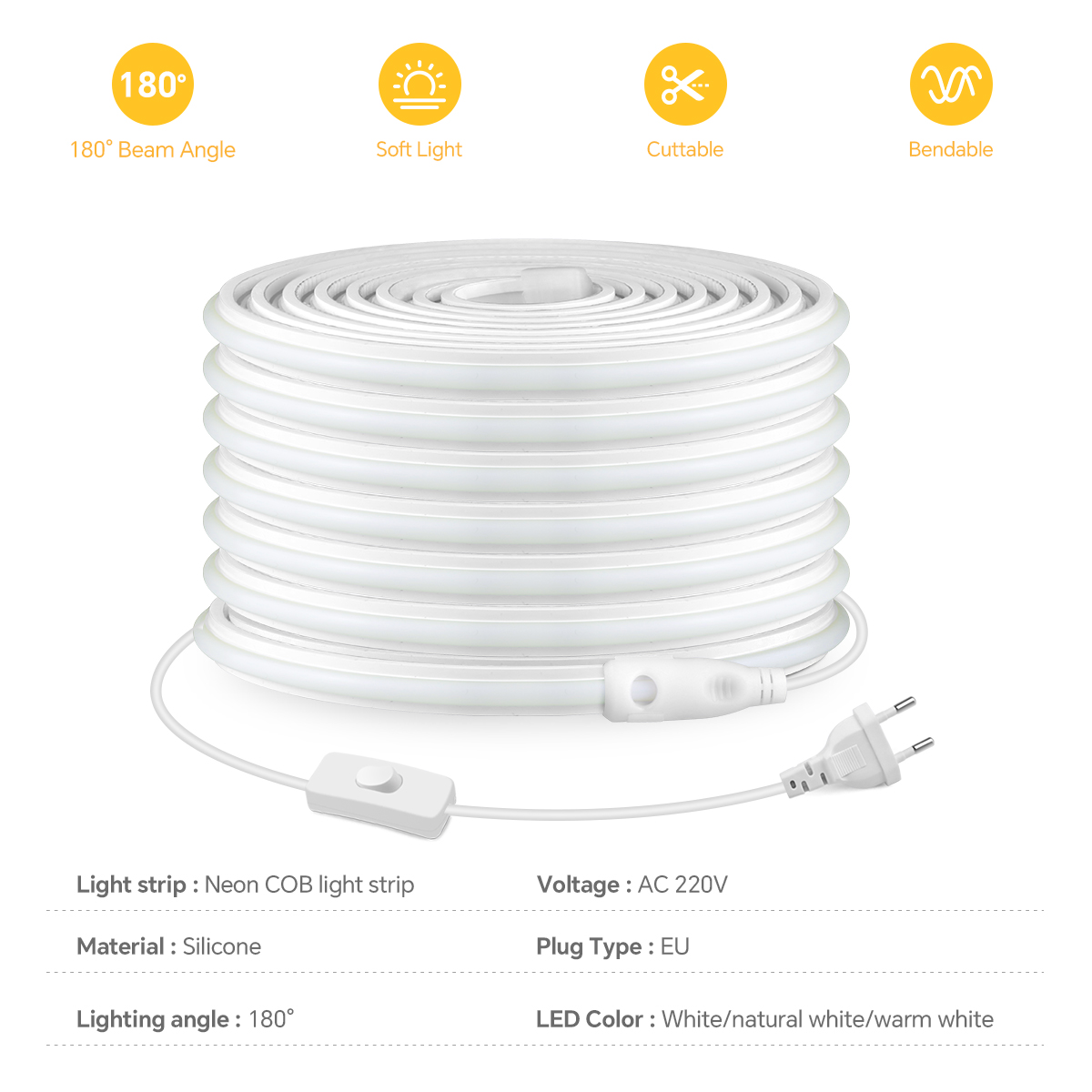 ไฟแถบ LED COB 220V ความหนาแน่น - Outdoor Lighting Switch บทวิจารณ์และราคา
