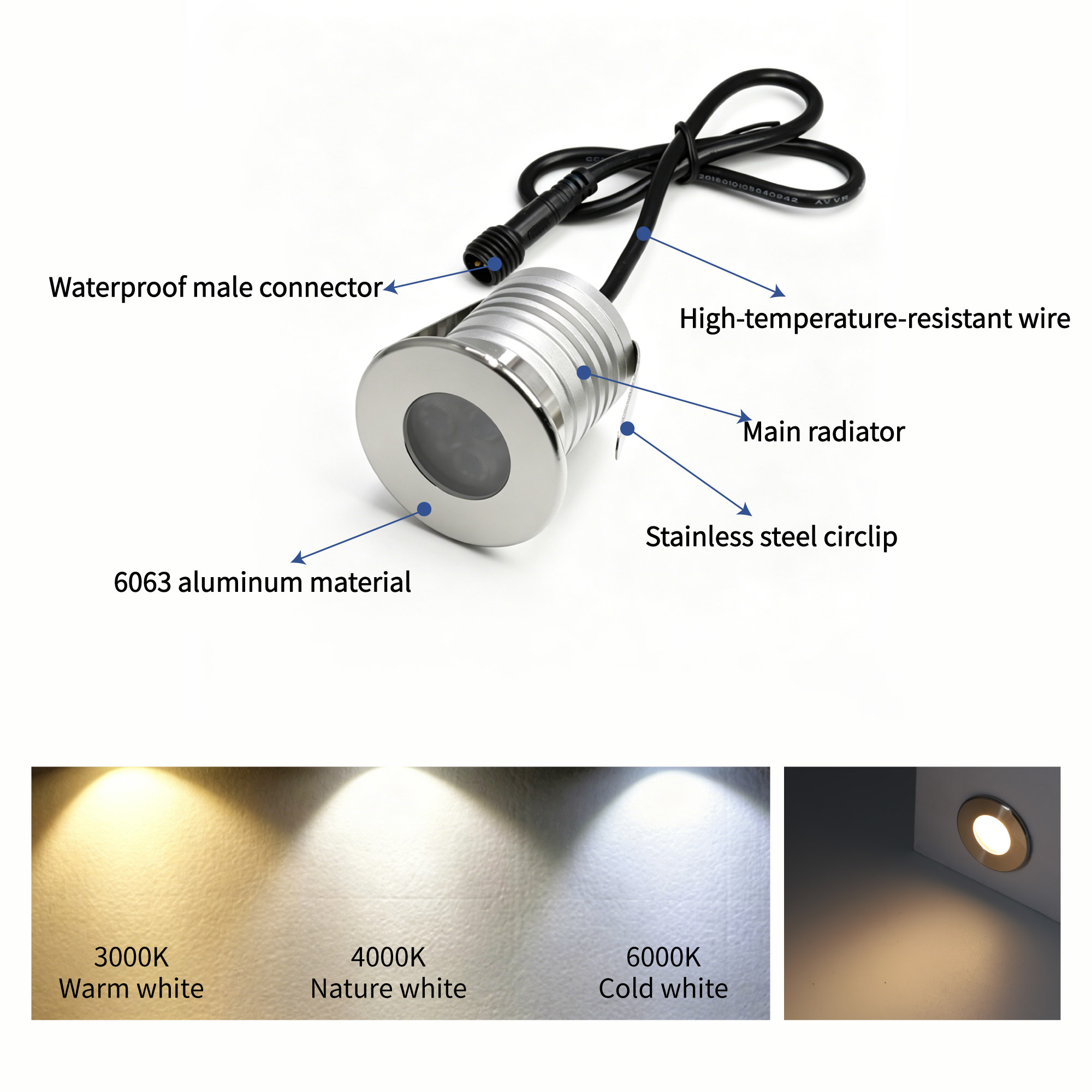3W LED ใต้น้ำโคมไฟ IP68 กันน้ำ - Pond Light Submersible บทวิจารณ์และราคา